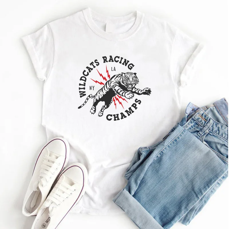 Женские топы и футболки в стиле ретро с принтом Готический Тигр Повседневная