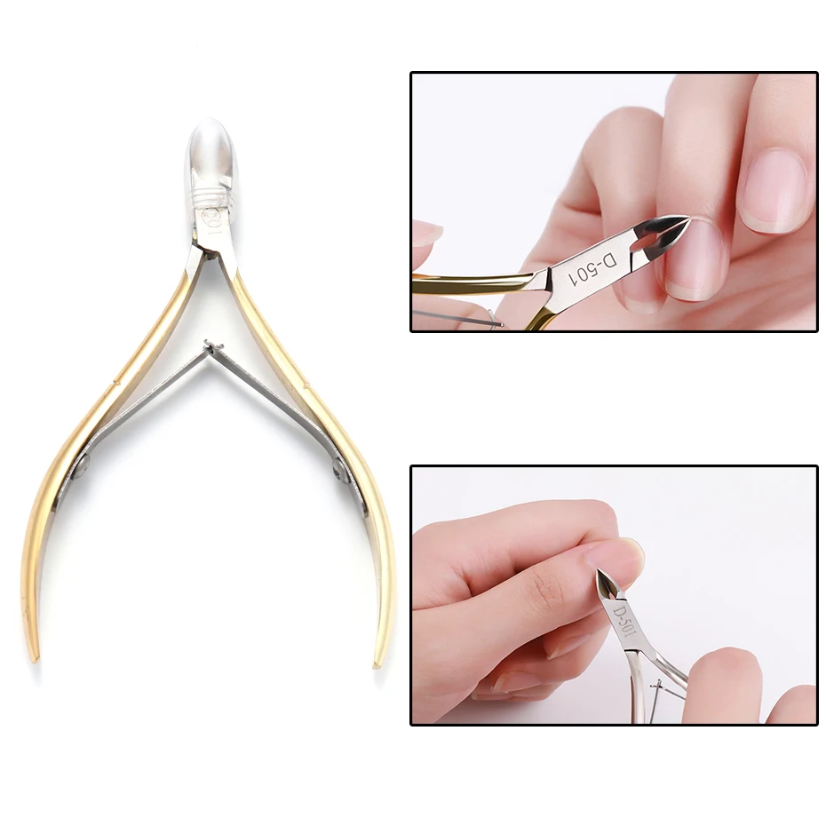 Профессиональный щипчик для кутикулы ногтей золотистый Серебристый Пинцет