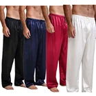 Новинка 2020, мужская пижама, одежда для сна, сатиновые шелковые длинные штаны для отдыха, 4 цвета