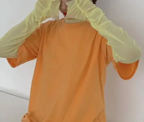 short sleeve t orang 5 цветов летняя Корейская ins Стильная однотонная футболка с короткими рукавами женские Топы повседневные футболки femme(R4481 - Цвет: short sleeve t orang
