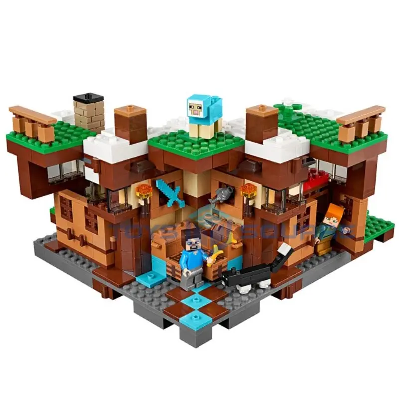 

The Waterfall Base With My World Action Figures Bricks Model Building Blocks Set Gifts Educational Toys For Children