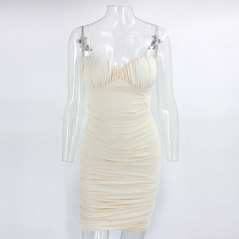 

2020 summer new women's European and American hot style pleated bag hip sexy sling short skirt female dress