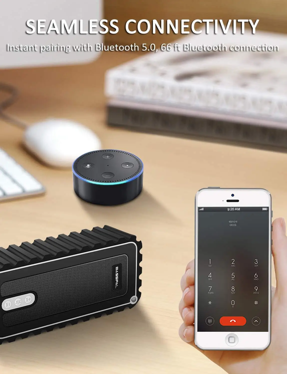 Bluetooth Колонка BassPal s IPX7 водонепроницаемы переносной динамик с радио Беспроводная