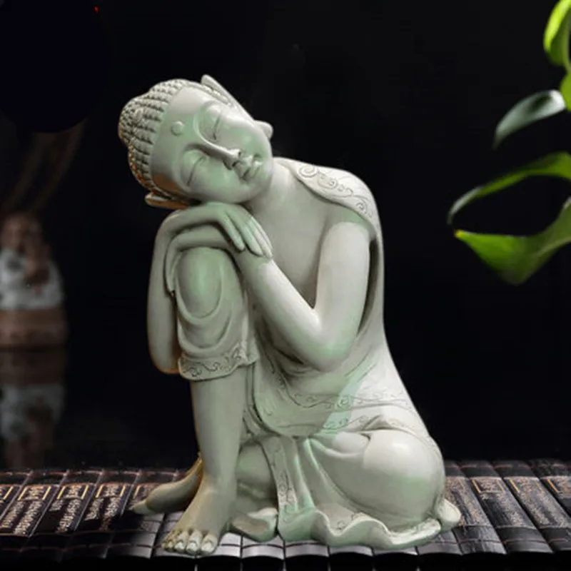 

Chinese Sleeping Buddha Statue Sitting Buddha Zen Art Crafts Home Living Room Office Decorations M2206