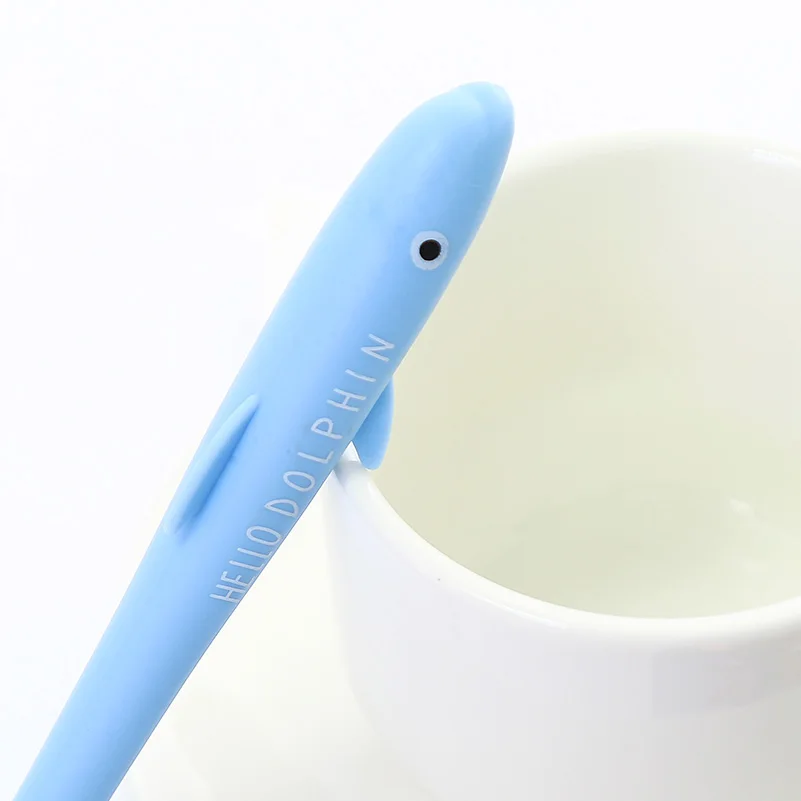 Blue 1 шт. гелевая ручка с милым дельфином в Корейском стиле, Kawaii, школьные вещи с героями мультфильмов, креативная Акула, студенческие чернильные ручки, красивые офисные стационарные - Цвет: Blue