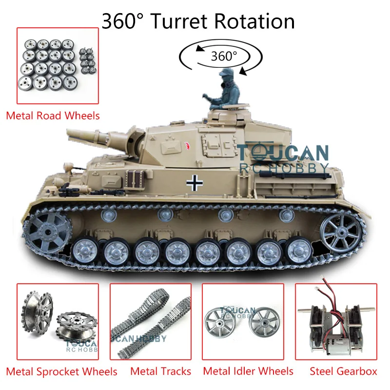 

Heng Long 1/16 6.0 Customized Panzer IV F RTR RC Tank 3858 Metal Tracks Wheels TH12580
