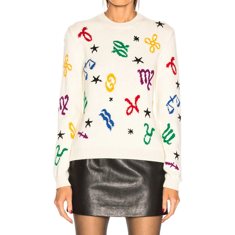 Женские свитера бежевого цвета Осень-зима 2019 женские и пуловеры с вышивкой