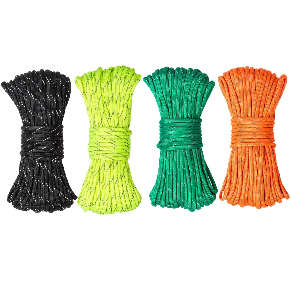 

20m Reflective Paracord 9 Strand 550 Cord High Visibility Reflective 4mm Rope for Tent Rope Camping Survival Cord