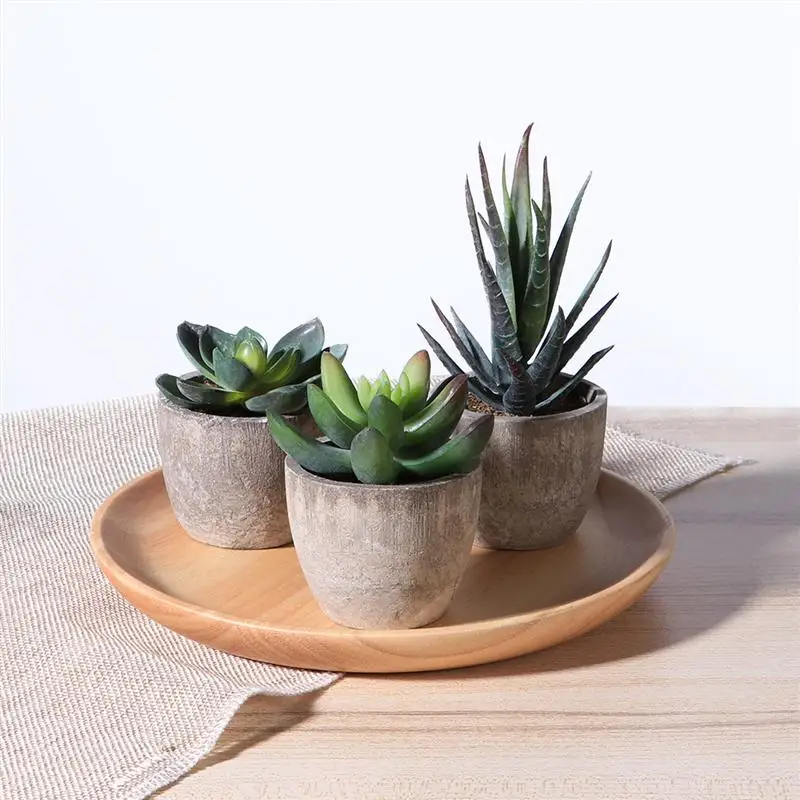 3 шт. искусственные суккулентные горшечные растения винтажный цементный