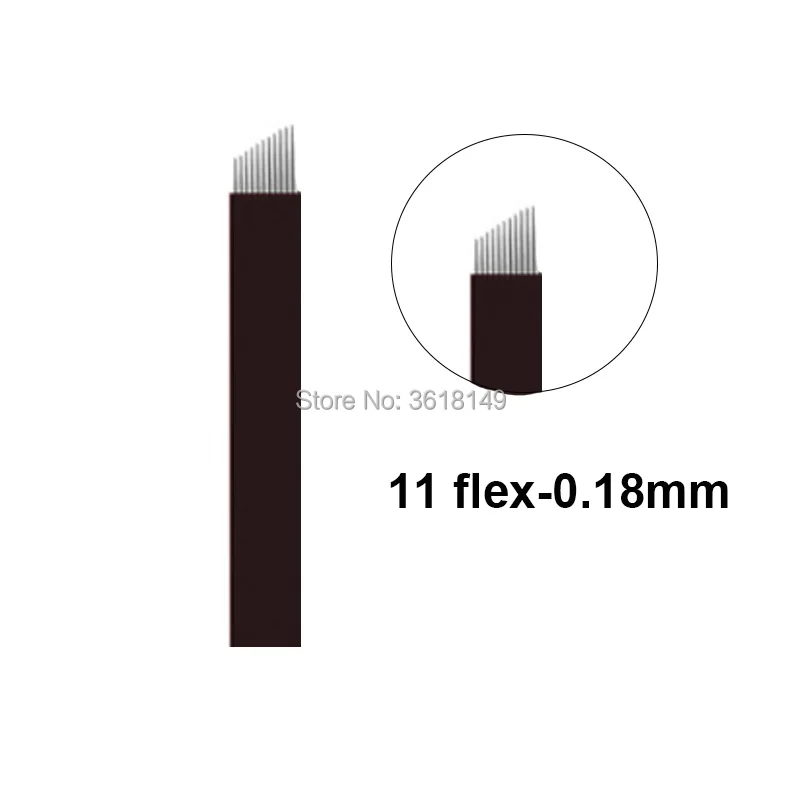 11flex 50 шт. Lamina Tebori U 18 микроблейдинг Pin 0,18 мм иглы для татуажа 12 14 12U 16 Перманентный макияж бровей вышивка лезвия ручка - Габаритные размеры: 11flex