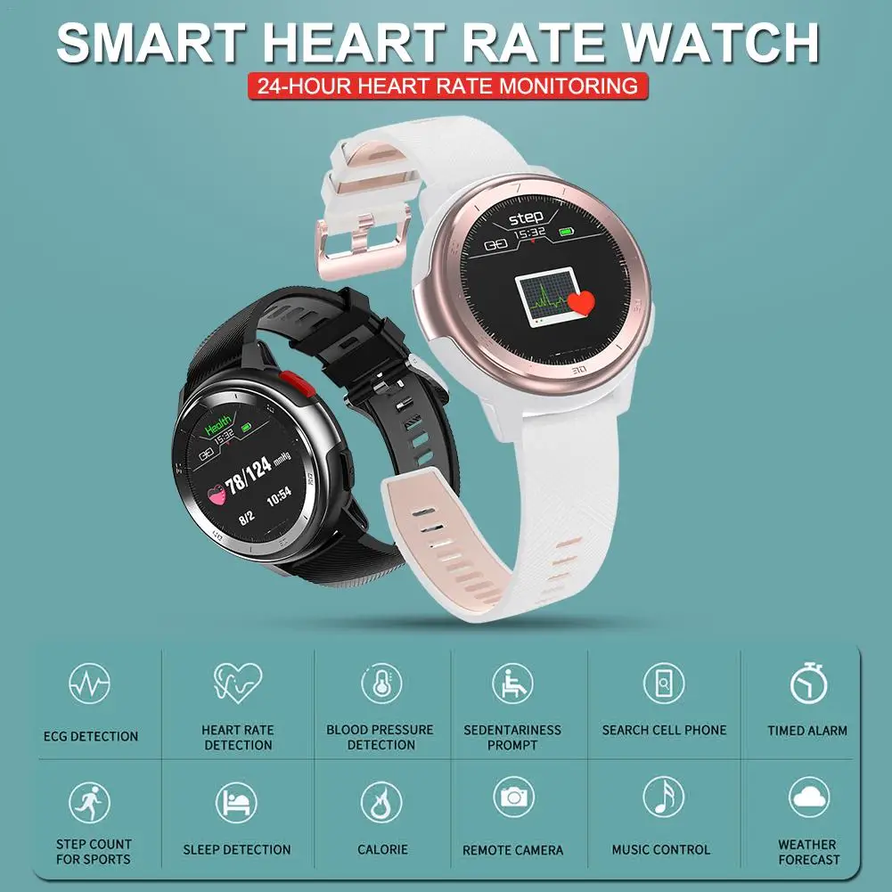 Смарт-часы для мужчин ЭКГ монитор сердечного ритма кровяное давление SPO2