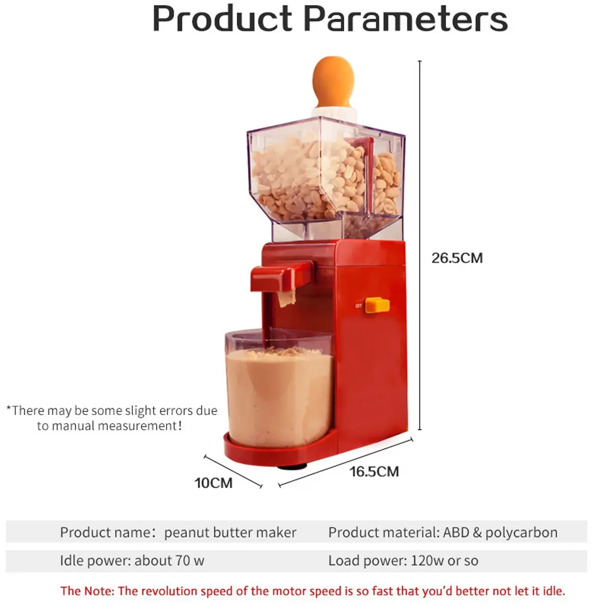 

500ML Mini Household Peanut Maker Electric Grinder Electric Peanut paste Machine Coffee Grinder Mini DIY Making Peanut Grinder