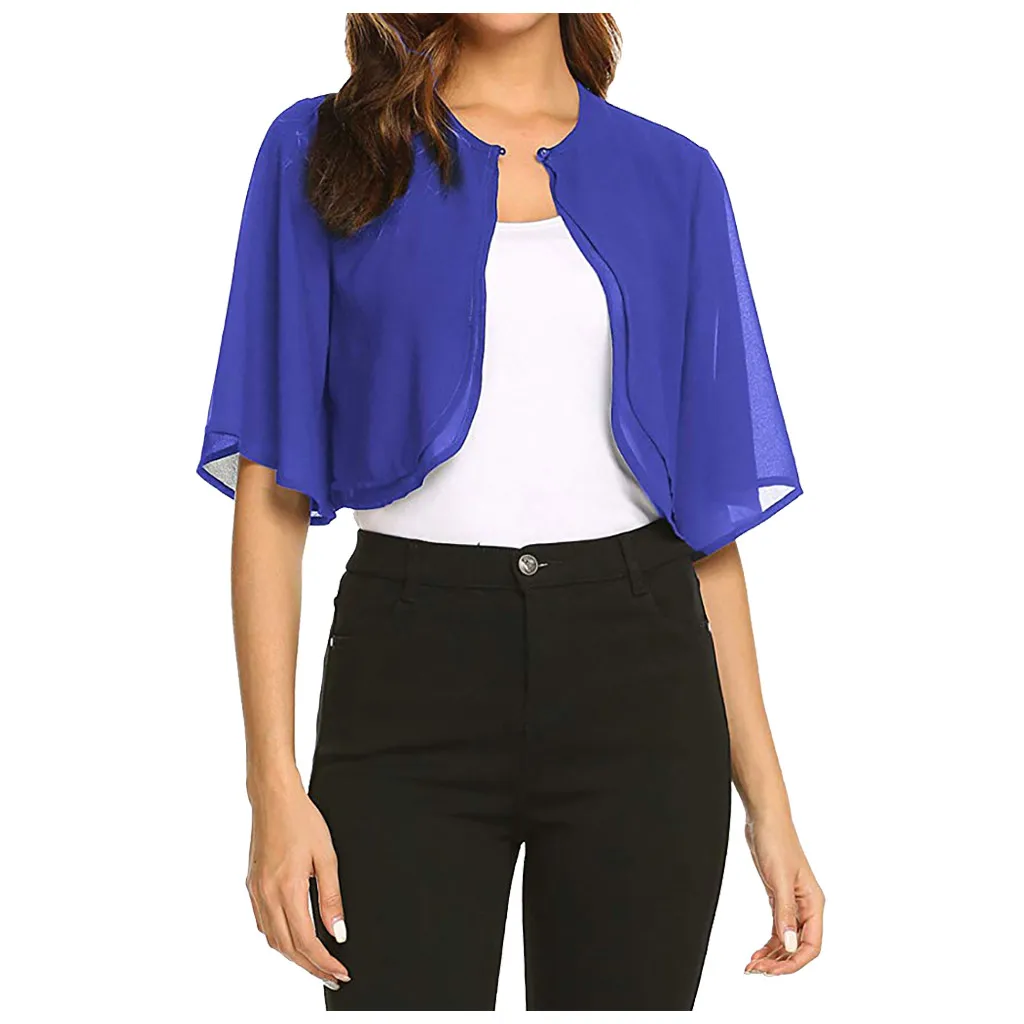 Летняя модная женская однотонная сетчатая прозрачная шифоновая короткая кофта с