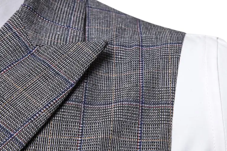 Мужской двубортный жилет в клетку серо-коричневый сценический костюм уникальный