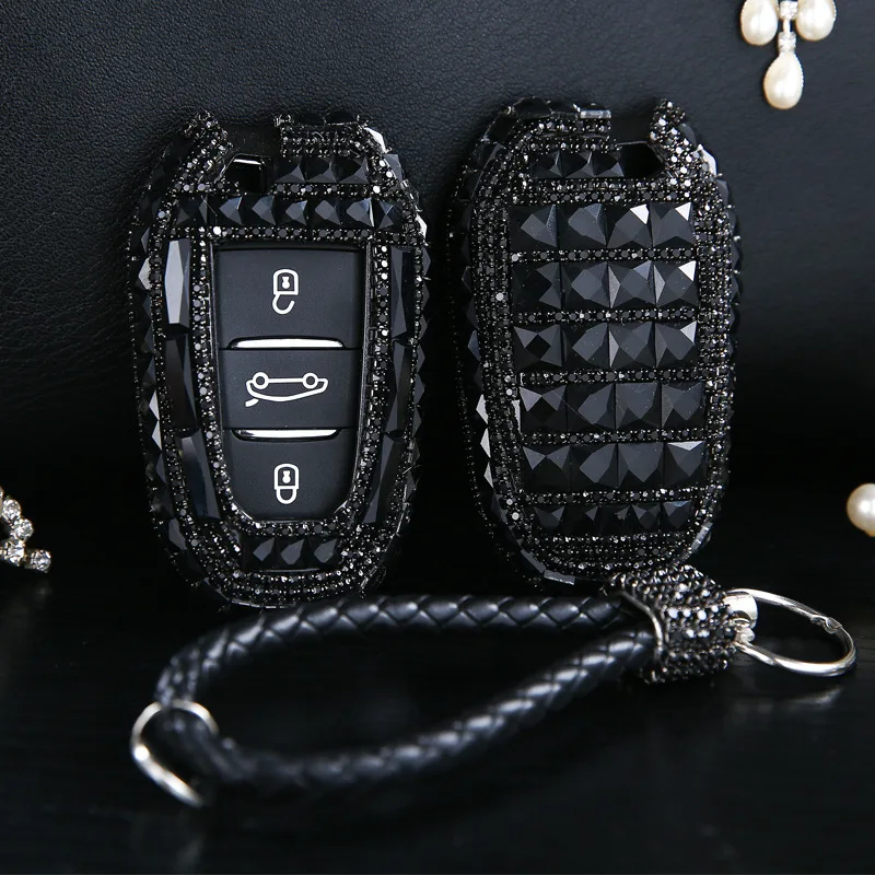

For Citroen C4 C5 C6 X7 5008 DS5 DS6 For Peugeot 3008 4008 5008 208 DS3 Diamond Crystal Car Smart Remote Key Cover Case Shell