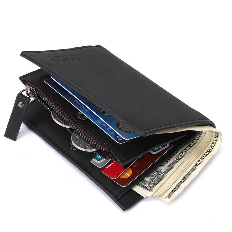 

Genuine Leather High Quality Men's Zipper Wallet Male Casual Coin Purse Cash Clip Photo Holder Cards Holders 2021 New