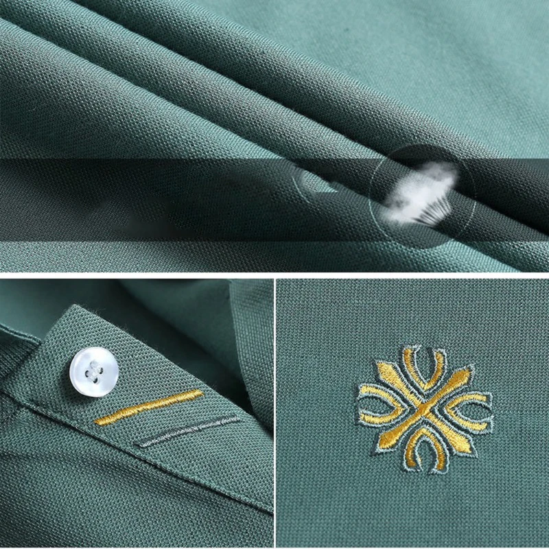 Мужская рубашка-поло с коротким рукавом и вышивкой