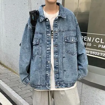 

denim jackets Spring and autumn men's Korean version of ins trend loose men's jackets a variety of casual Hong Kong style studen