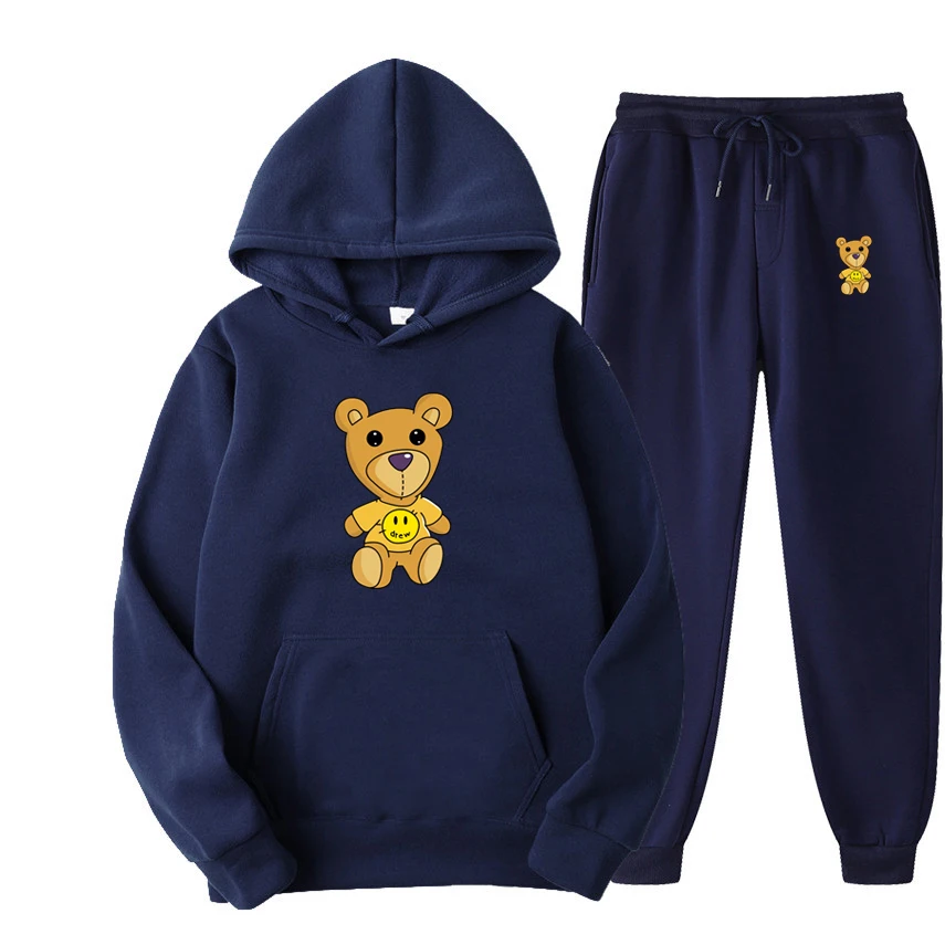

Little Bear Justin Bieber Couple Lovers Set Pullover Men Women Fashion Printed Hoodie Suit