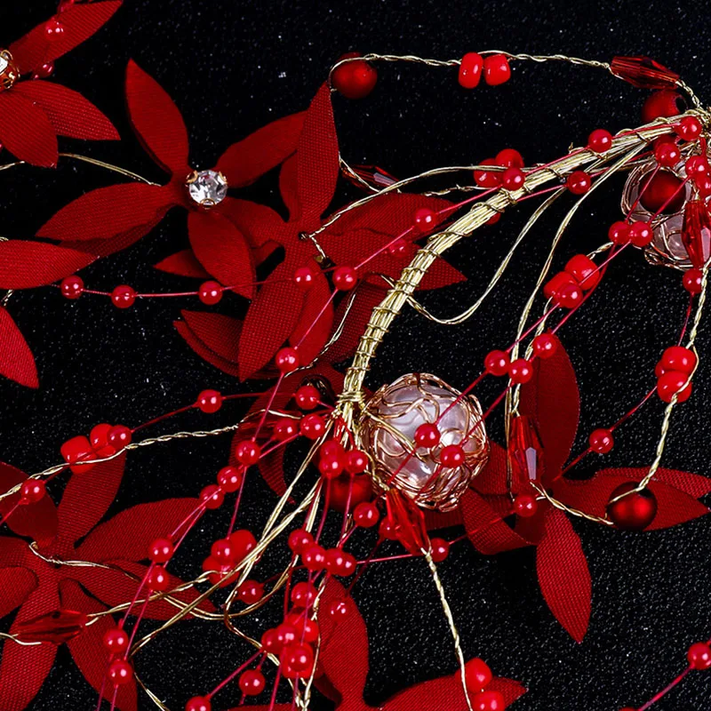 Комплект из жемчуга и сережек FORSEVEN красно золотистый комплект Жемчужной ленты с