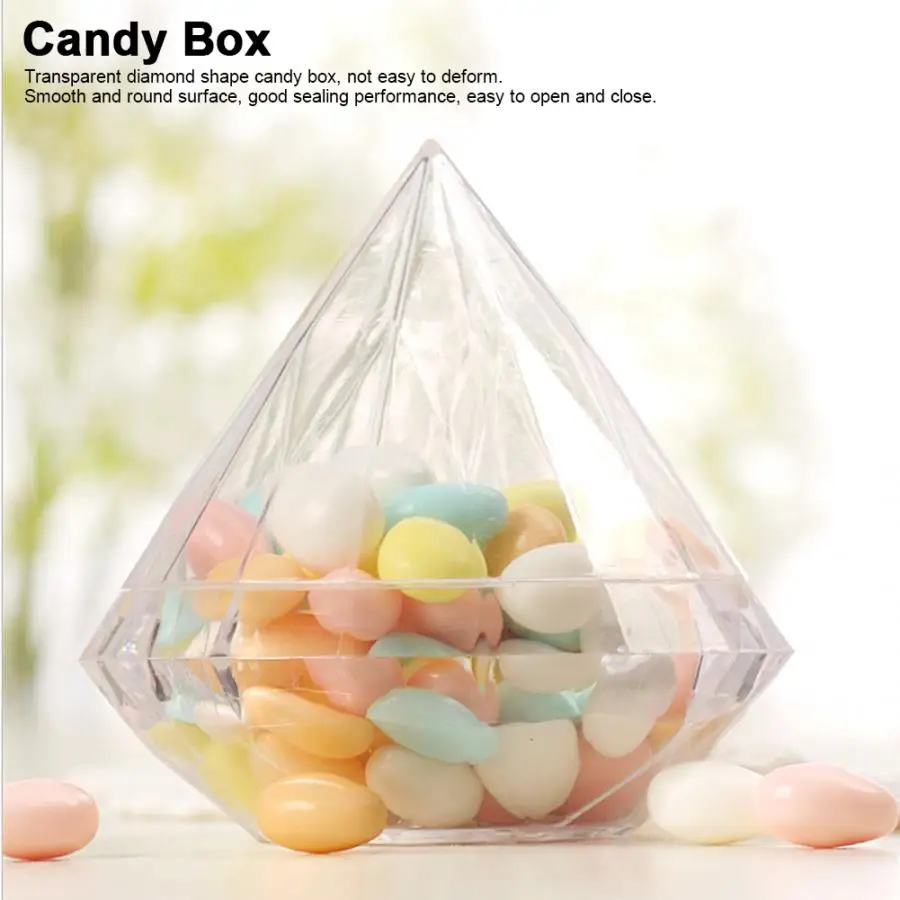 12 шт Алмазная креативная прозрачная пластиковая коробка конфет контейнер Мини