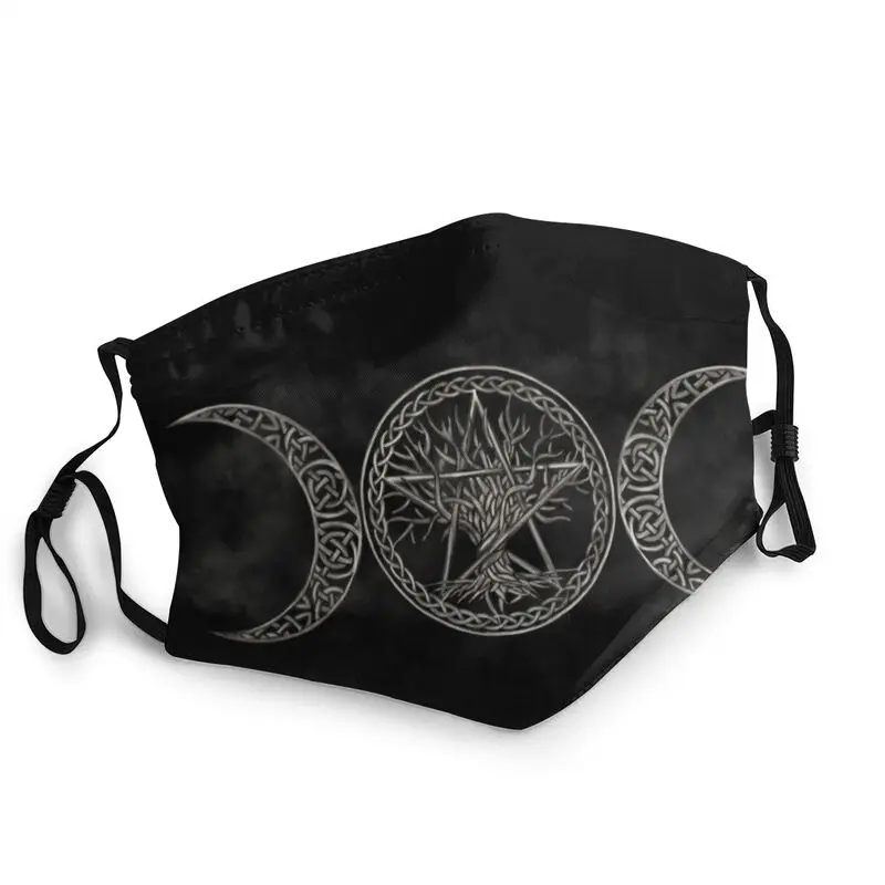 

Triple Moon With Pentagram Reusable Face Mask Men Women Pagan Wiccan Mask Dustproof Protection Cover Respirator Mouth Muffle