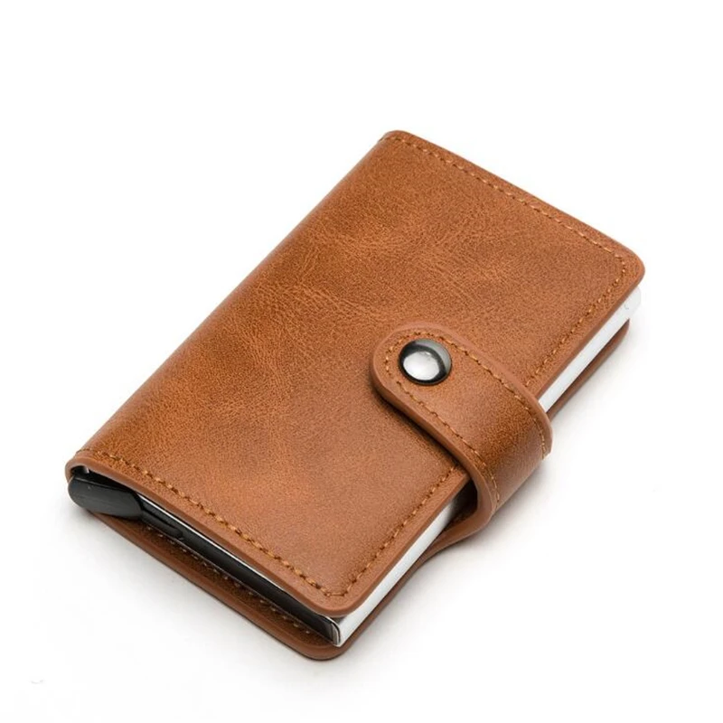 

Rfid Blocking Protection Men id Credit Card Holder Wallet Leather Metal Aluminum Business Bank Card Case CreditCard Cardholder