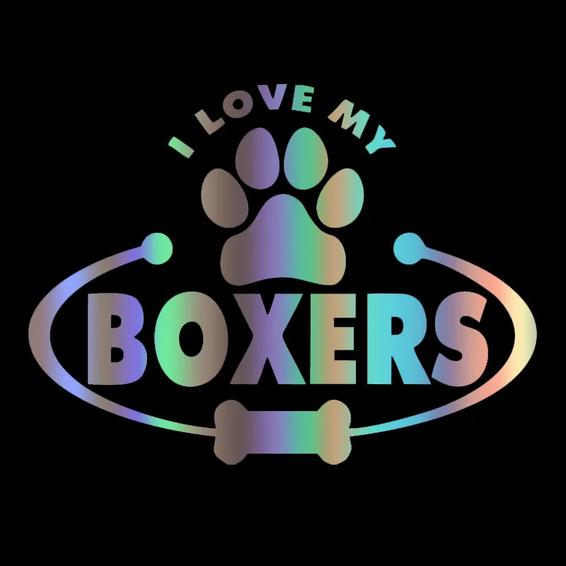 

CK20623# Die-Cut Vinyl Decal I Love My Boxers Dog Paw Bone Car Sticker Waterproof Auto Decors on Car Body Bumper Rear Window