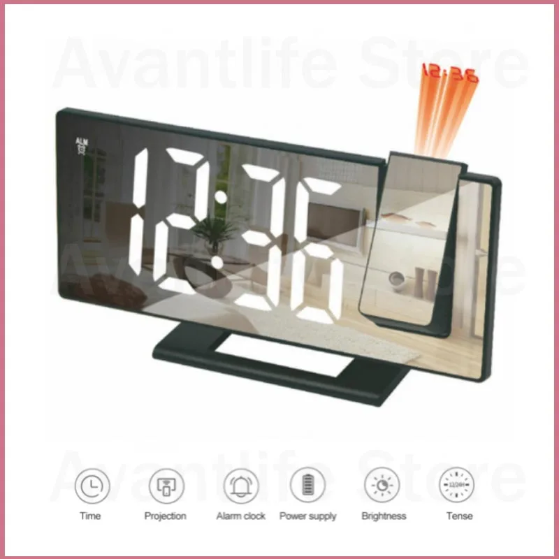 

Светодиодный зеркальный будильник с цифровой проекцией, настольные электронные часы с регулировкой яркости, автоматическая яркость