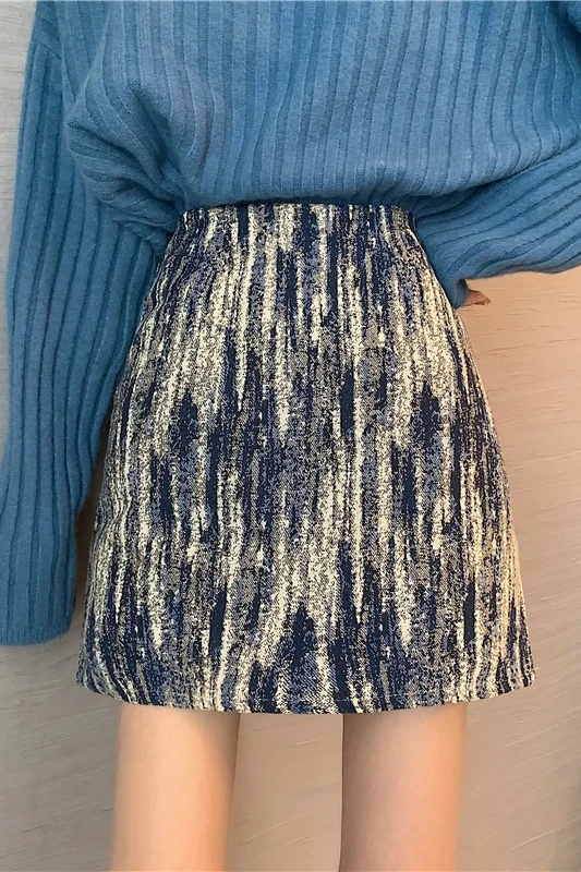 

2021 New Style Retro Literary High Waist Slimming Hips Fashion Temperament Short Skirt Women