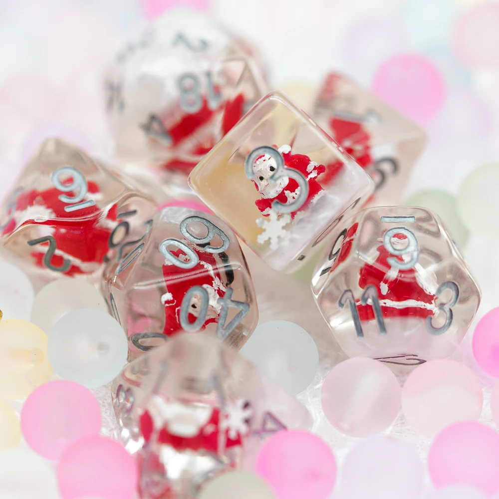 

25mm Giant 7 Pcs Santa Claus DND Dice D&D Dice Set D4 D6 D8 D10 D% D12 D20 Polyhedral Games Dice Set for MTG RPG