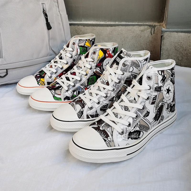 

Graffiti Canvas Shoes Fancy Board Shoes Wear-resistant Simple Personality Unique Style Leisure and Entertainment Bright Color