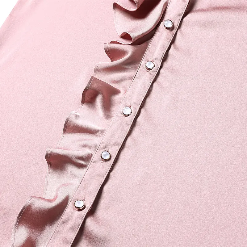 

Woman Short Sleeve Blouse 2021New Summer Plus Size Women's Top Pink Satin Ladies Office V Neck Eegant Casual Shirts