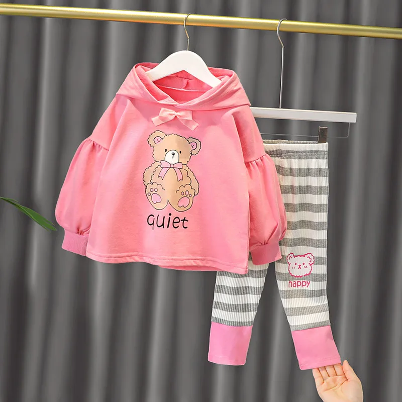 

MANJI Baby Girls Suit Clothes Hoodie With Leggings Autumn 2021 New Fashion Cotton Material Long Sleeve Child Clothing Infant
