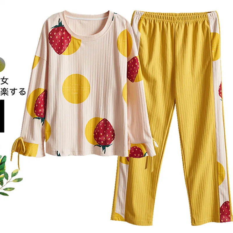 

Spring Plus size M-4xl 100kg Pajamas Sets Autumn 14 Style Thin cotton Women Long sleeve Sleepwear Suit Home Women Sleepwear