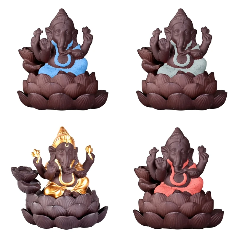 

Изысканная ручная подставка для благовоний с обратным потоком, подставка для благовоний в виде слона, Будды, горелка для благовоний