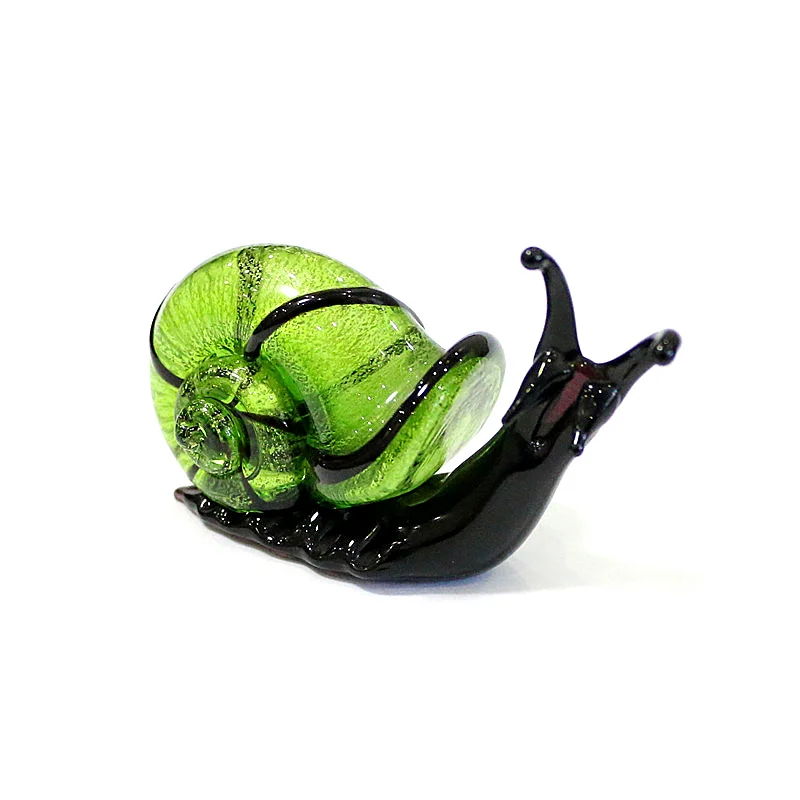 

Silver Foil Murano Glass Snail Miniature Figurines Cute Animal Collection Home Garden Decor Art Ornaments New Year Gift For Kids