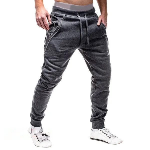 

Hot Style Zipper Men's Sports Trousers Drawstring Men's Small Feet Closed Fashion Sports Pants Jogging Pants Men Black Pants