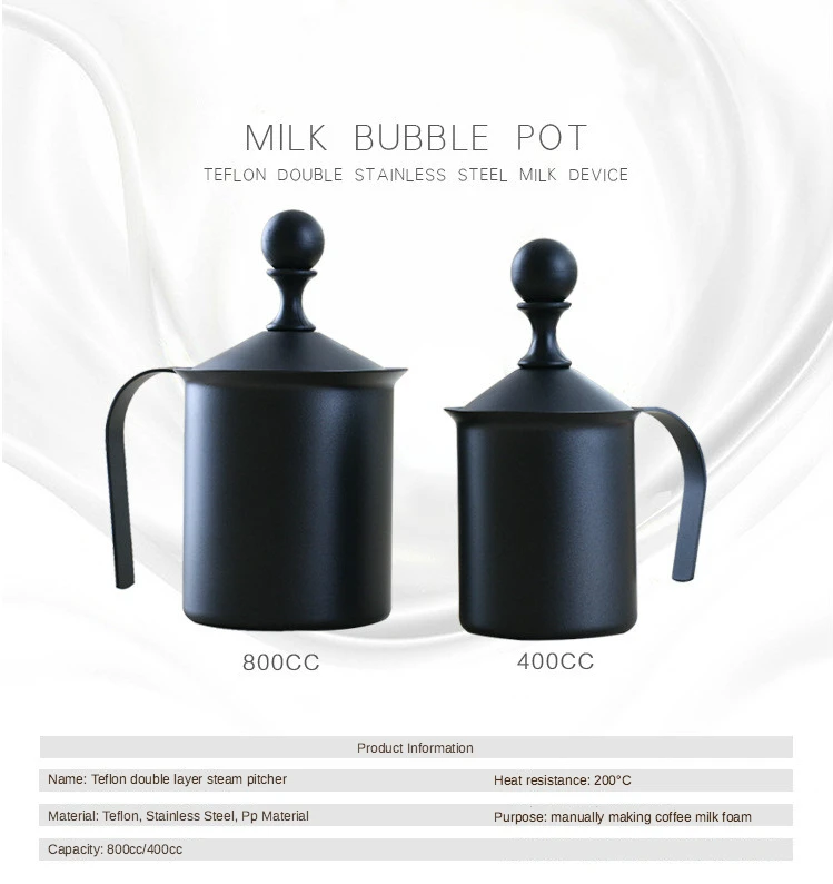 

400cc Japanese Double-Layer Stainless Steel Hand Milk Frother Milk Foaming Machine Coffee Set