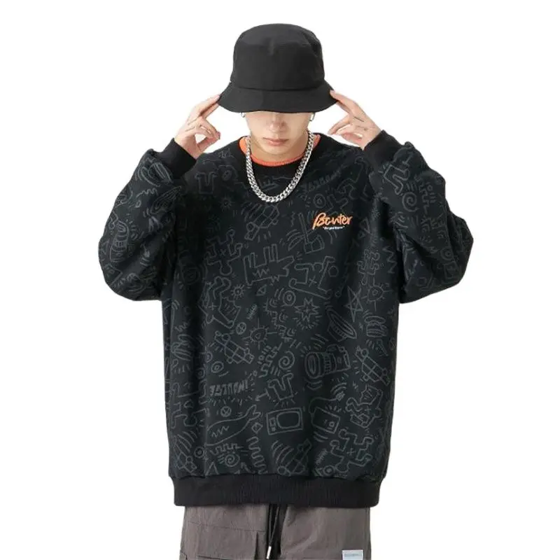 

Новое поступление, высококачественные мужские толстовки на весну и осень, модные повседневные свободные стильные мужские толстовки в стил...