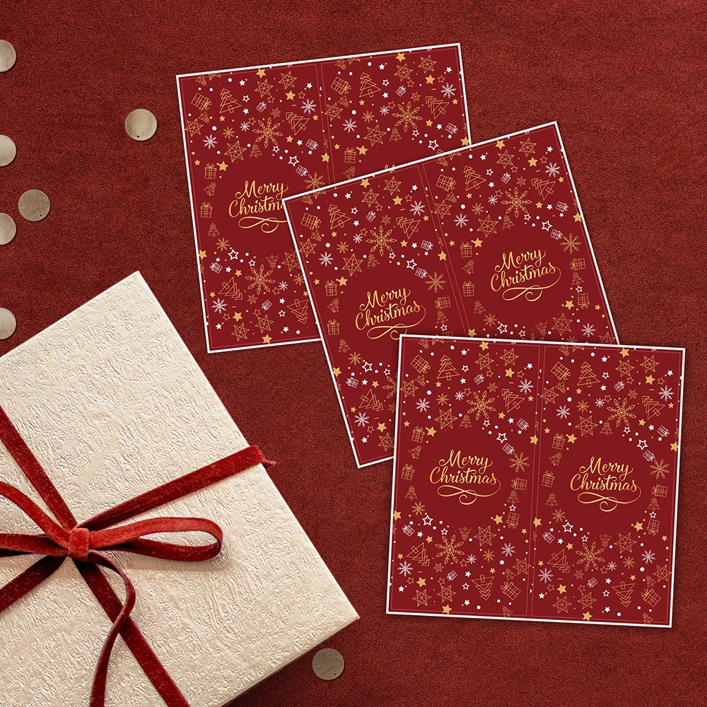 

10-50Pcs Red Merry Christmas Stickers 5*10cm Santa Claus Christmas Gift Box Decor Seal Labels Holiday Present Candy bag Stickers