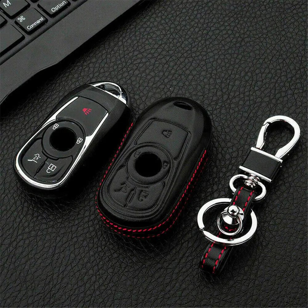 

Leather Car Key Fob Protect Cover Case Skin Set For Buick 2017 2018 Envision Enclave Encore LaCrosse Remote Keyless Accessories