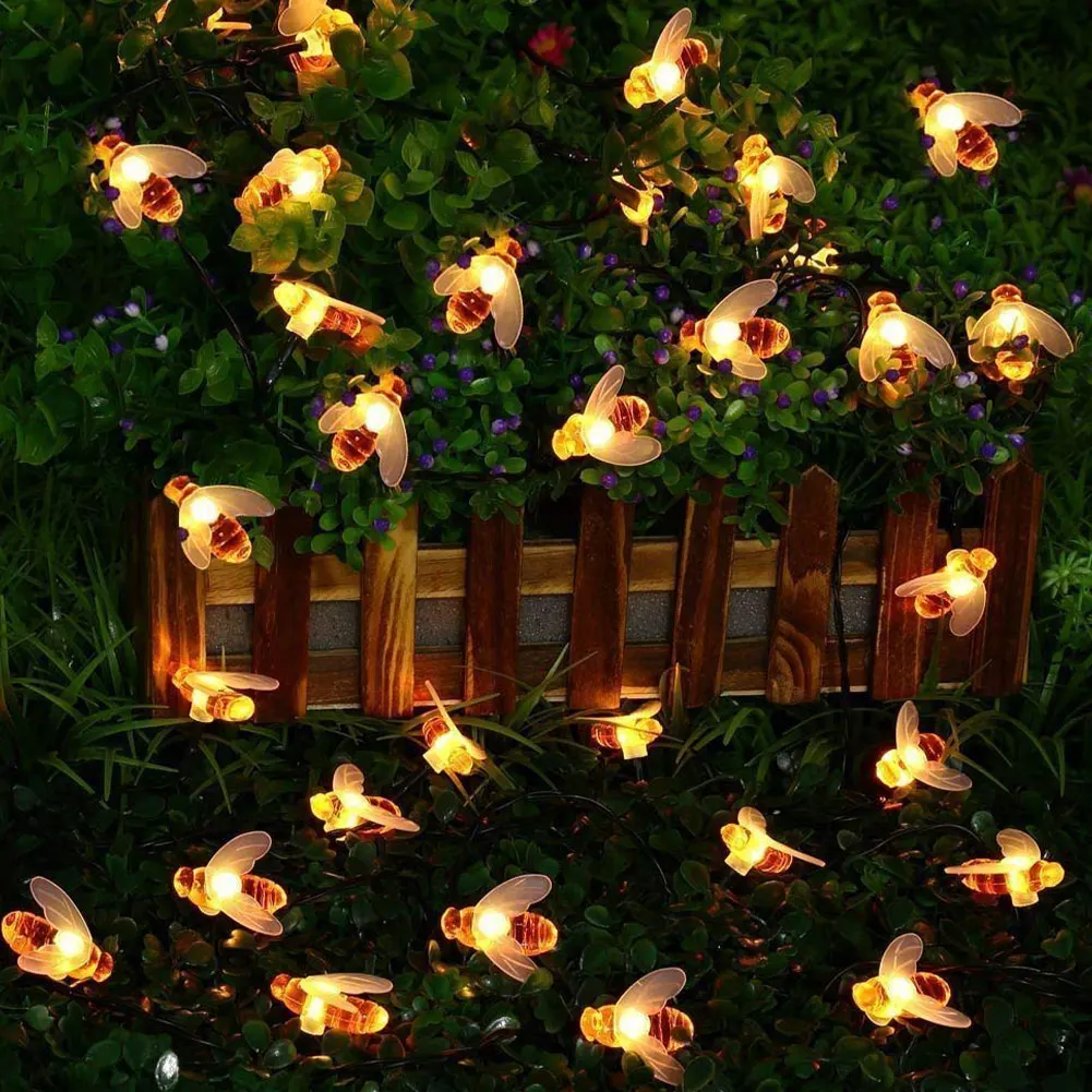 

7M 50LEDs Solar LED String Light Honey Bee Fairy Outdoor Garden Waterproof Light Lawn Decoration Flashing Light Two Modes