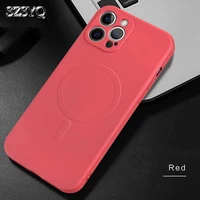 new liquid silicone magnetic phone case cover for iphone 13 12 11 pro xs max mini xr x 8 7 plus luxury wireless magnetic cover
