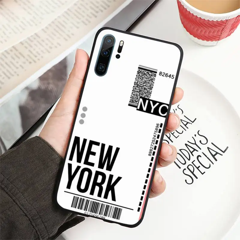 

Travel Air ticket pattern Phone Case For Huawei honor Mate P 10 20 30 40 i 9 8 pro x Lite smart 2019 nova 5t