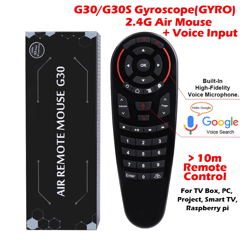 Беспроводной гироскоп G30 2 4G воздушная мышь с 33 клавишами ИК обучение умный