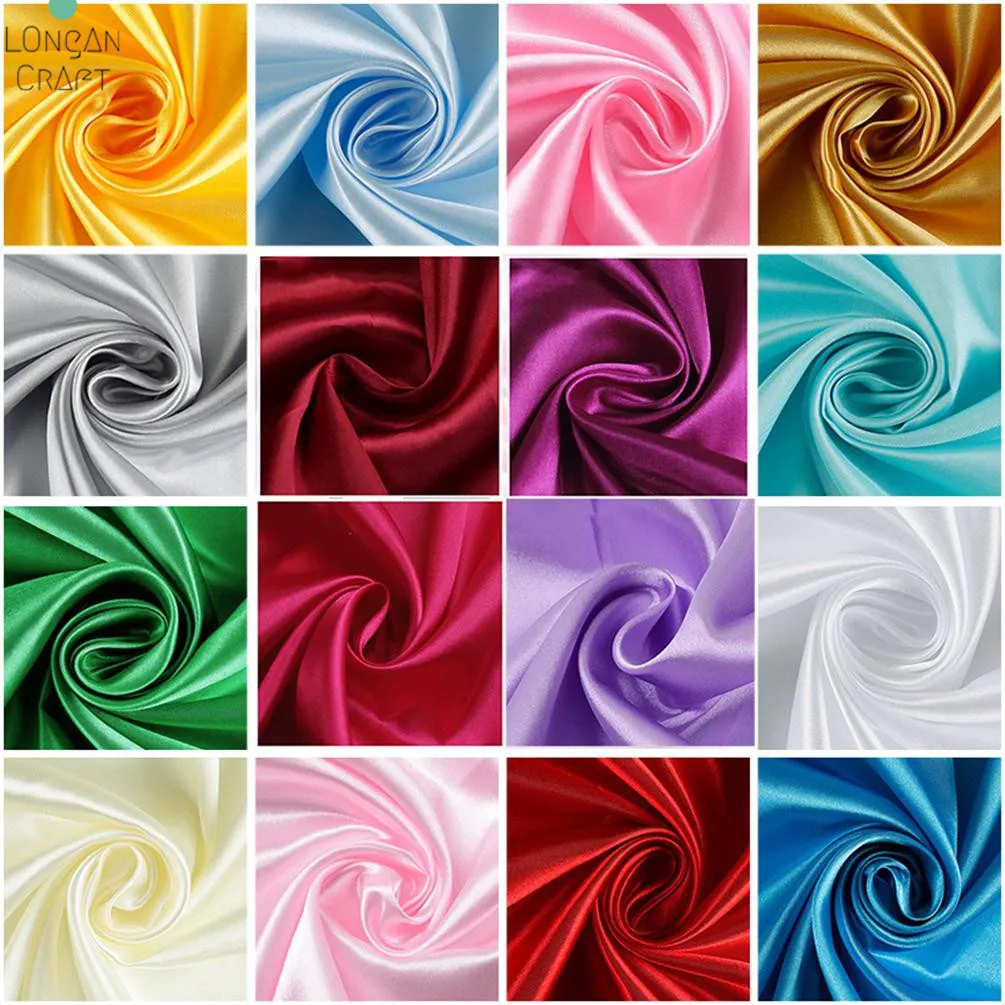 

100cm*150cm Polyester Satin Fabric Satin Dress Simulation Silk Cloth Gift Box Lining Cloth Satin Solid Color Sewing Fabric