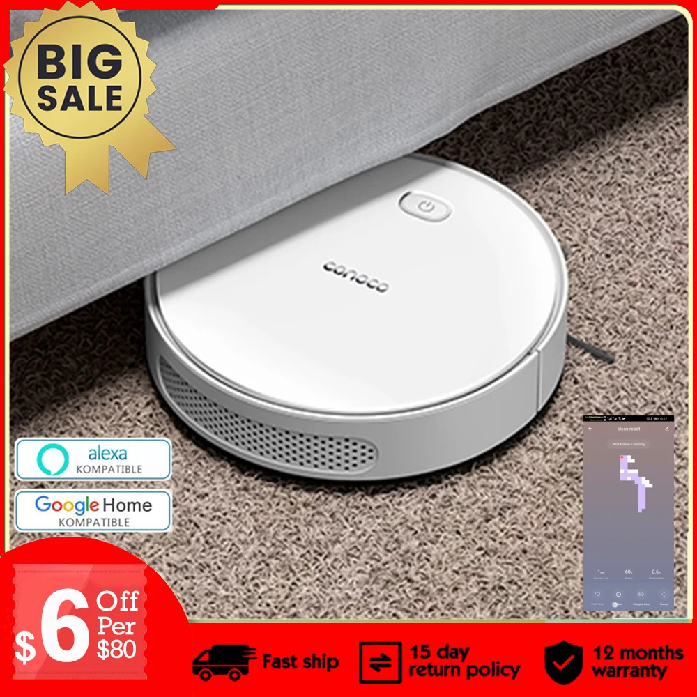 

Smart Robot Vacuum Cleaner 150ML Water Tank Wifi Alexa Control Visual Map Gyroscope Navigation Auto-Charging For Pet Hair Floor