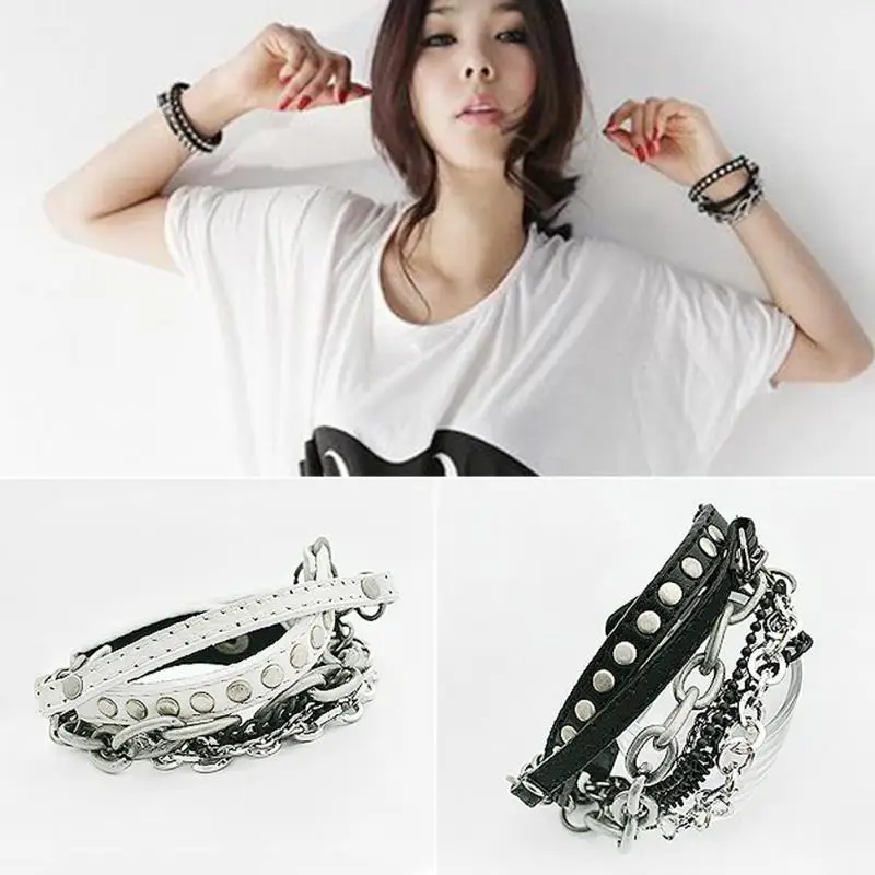 Модные очаровательные панк рок браслеты с заклепками металлическая Тяжелая
