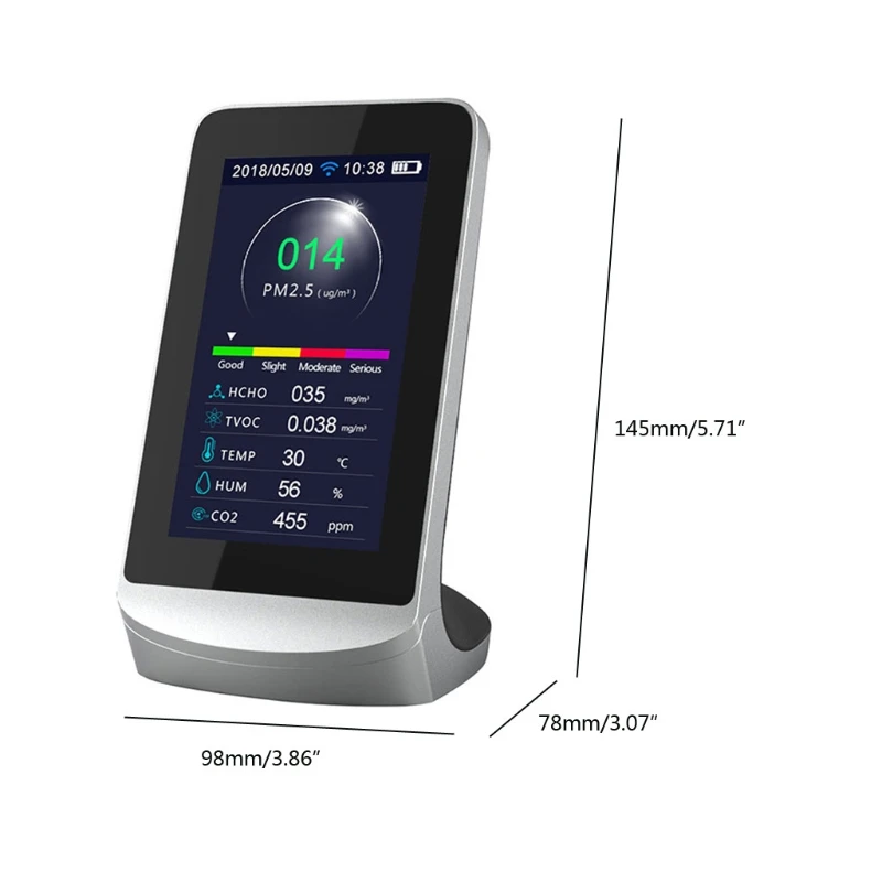 

DM72B WIFI Multi-Function Air Quality Monitor WIFI Connect to Phone Analyzer Formaldehyde Detector CO2 PM2.5 TVOC indoor
